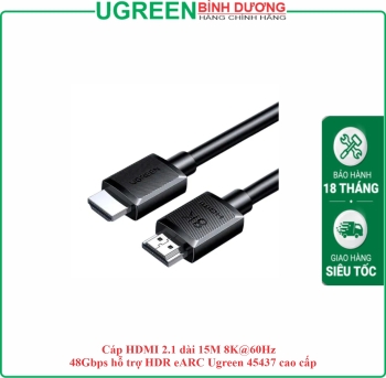 Cáp HDMI 2.1 dài 15M 8K@60Hz 48Gbps hỗ trợ HDR eARC Ugreen 45437 cao cấp
